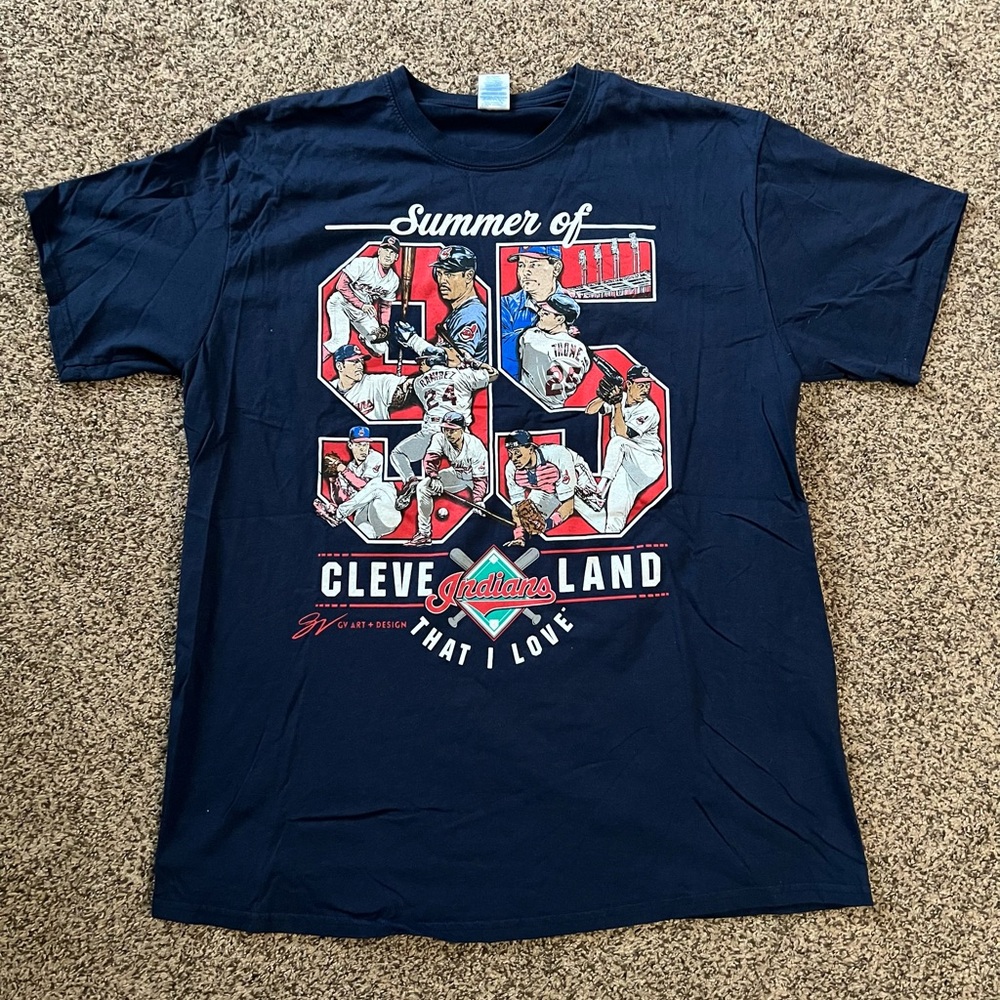 Cleveland Indians Summer of 95 Throwback T Shirt XL Thome Ramirez Alomar Pepsi